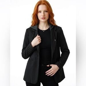 Bagatelle New York Pinstripe Hooded Blazer - Size Small